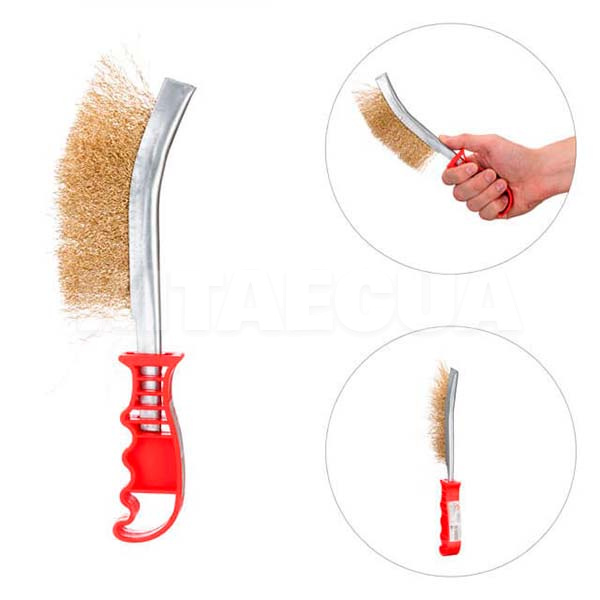 Щетка по металлу 1-рядная латунная с пластиковой ручкой Intertool (BT-0001)