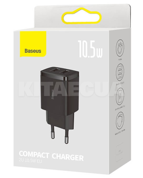 Зарядное устройство Compact Charge Black 2 USB 10.5W BASEUS (CCXJ010201) - 2