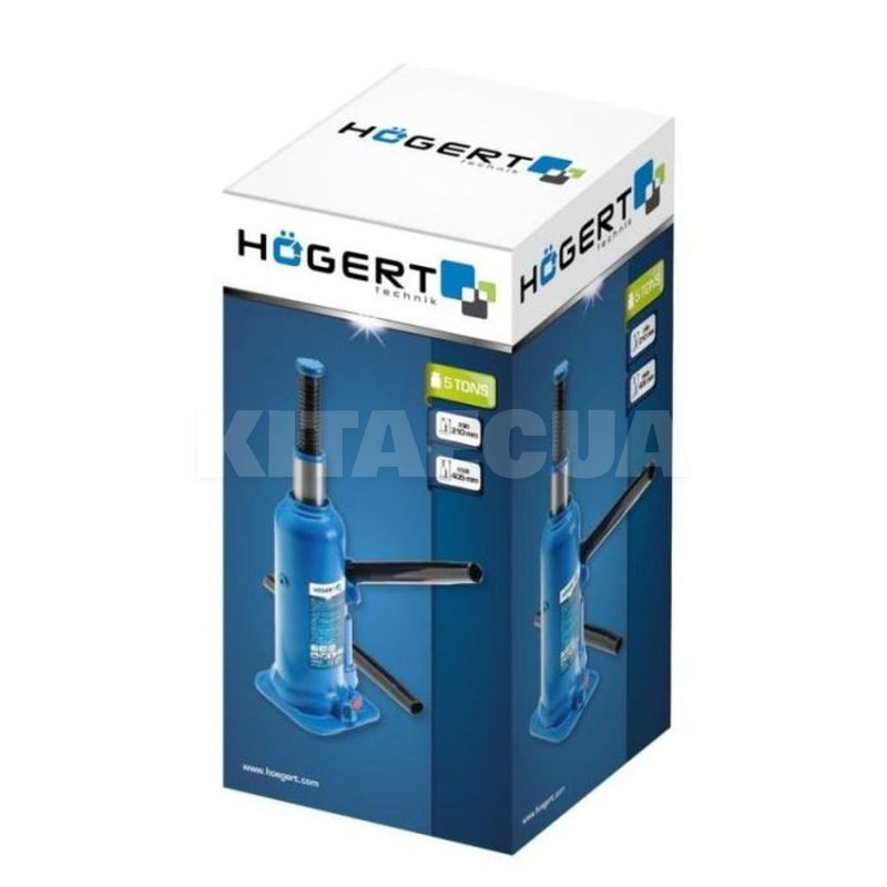 Домкрат гідравлічний пляшковий до 5 т (210мм-405мм) HOGERT (HT8G022) - 2