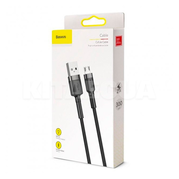 Кабель USB - microUSB Cafule 2А 3м серый/черный BASEUS (CAMKLF-HG1) - 3