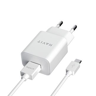 Зарядное устройство с кабелем USB - Type-C белый 1м 2А HAVIT