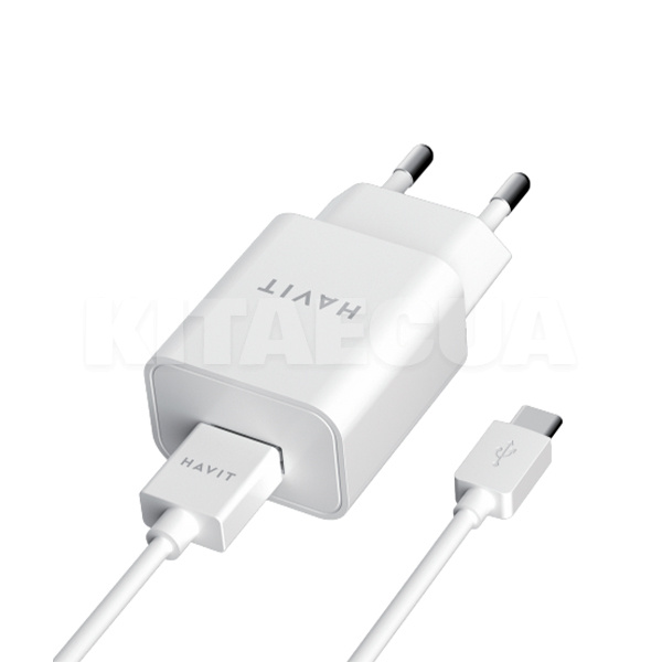 Зарядний пристрій з кабелем USB - Type-C білий 1м 2А HAVIT (HV-ST113)