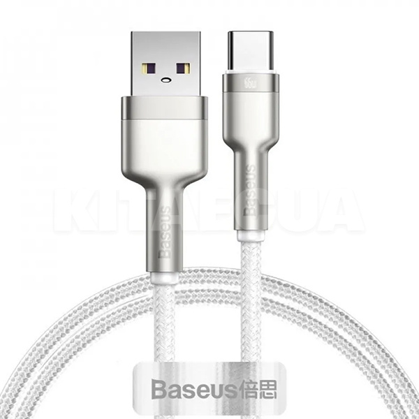 Кабель USB Type-C 66W Cafule Metal Data 1м білий BASEUS (CAKF000102)