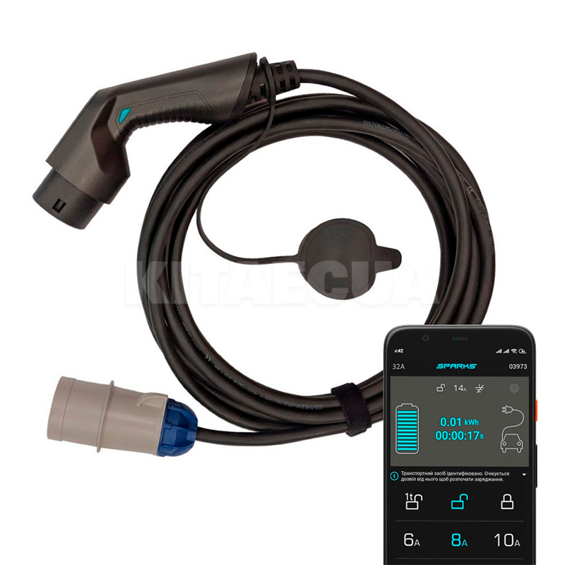 Зарядка для электромобиля 7.4 кВт 32А 1-фаза Type 2 (европейское авто) Home Smart SPARKS (HS32T2)