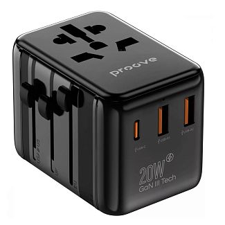 Универсальный адаптер Type-C/2USB/AC 20W Trip PROOVE