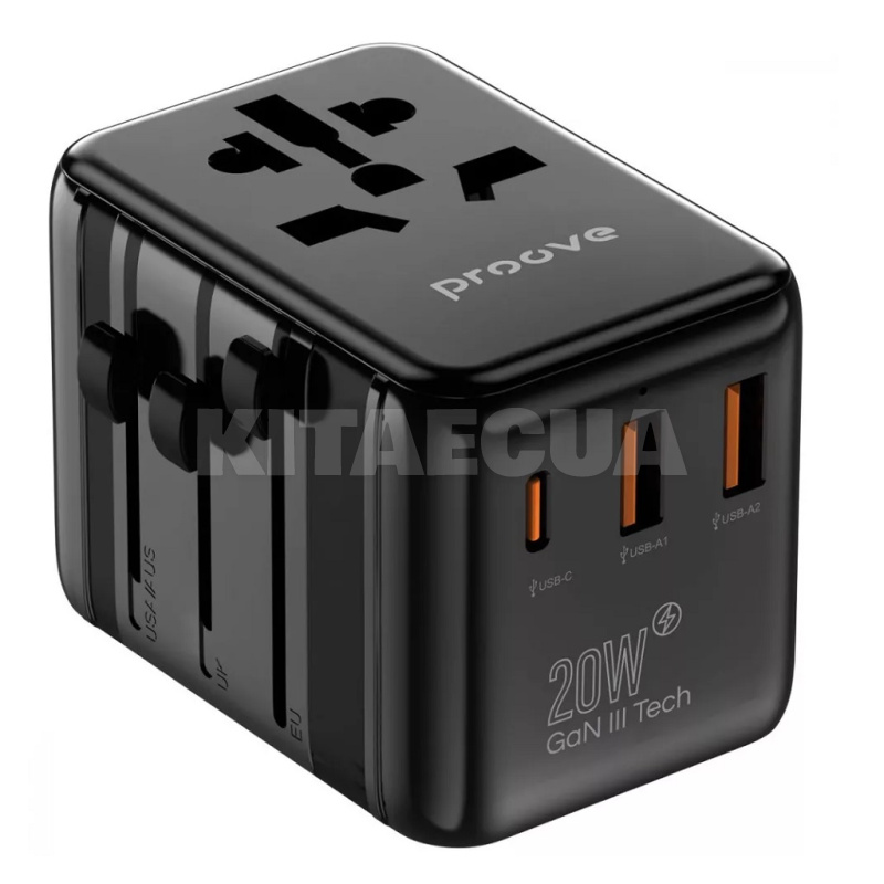 Універсальний адаптер Type-C/2USB/AC 20W Trip PROOVE (588940001)