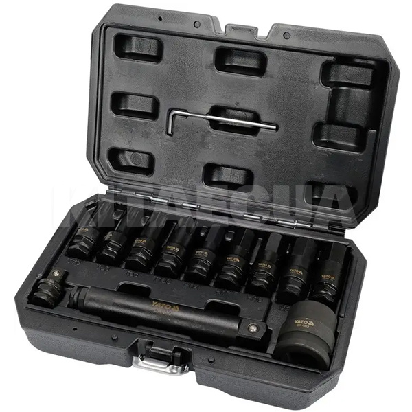 Набір ударних ударних 1/2" 3/4" TORX/HEX 12 предметів YATO (YT-10655-YATO)