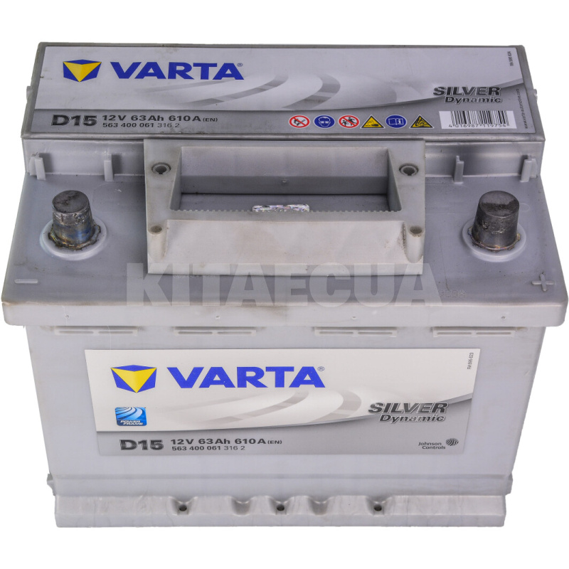 Акумулятор 63Ач Euro (T1) 242x175x190 із зворотною полярністю 610A Silver Dynamic VARTA (VT 563400SD) - 2