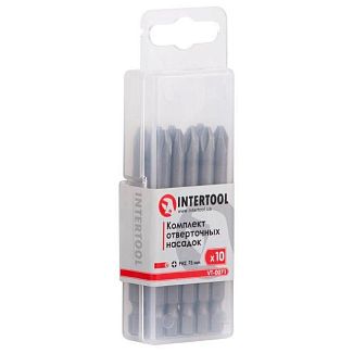 Комплект подовжених біт PH2 1/4" 75мм S2 10шт. Intertool