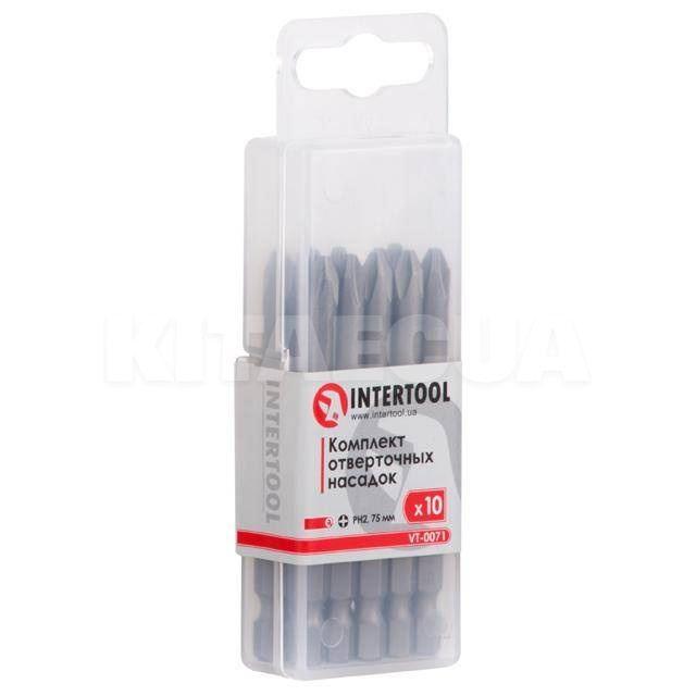 Комплект подовжених біт PH2 1/4" 75мм S2 10шт. Intertool (VT-0071)
