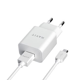 Зарядное устройство с кабелем USB - microUSB белый 1м 2А HAVIT