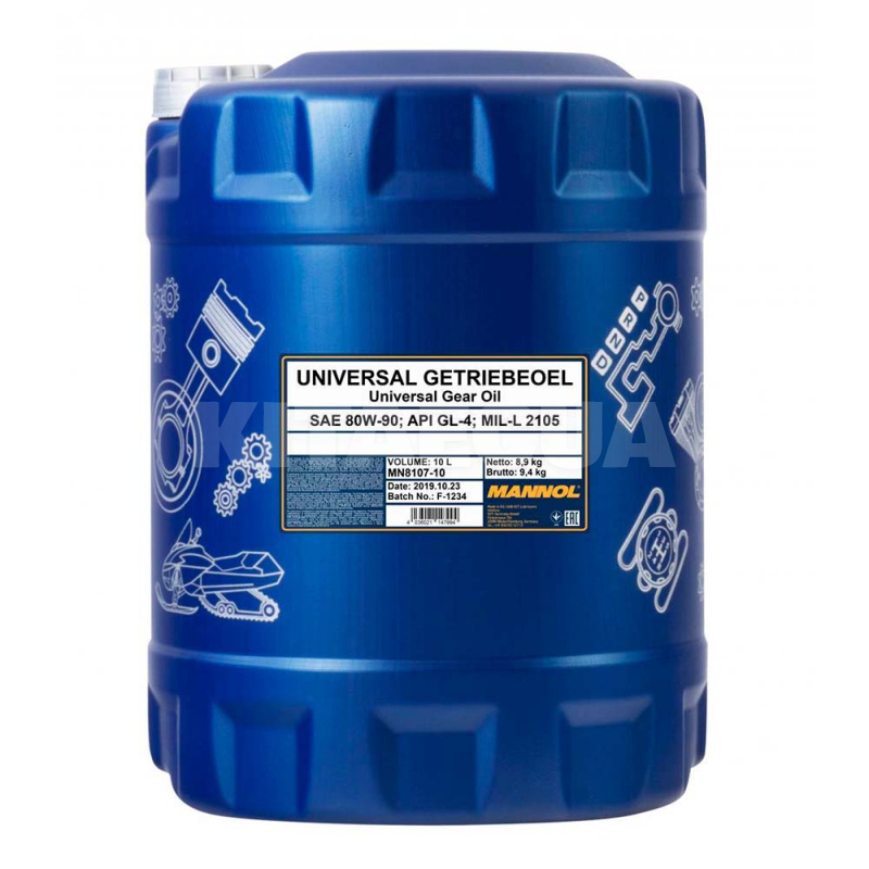 Масло трансмиссионное миниральное 10л 80W-90 Universal Getriebeoel Mannol (MN8107-10)