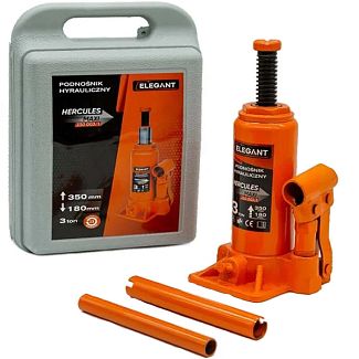 Домкрат гидравлический бутылочный до 3т (180мм-350мм) пластиковый кейс EL 330 003/1 ELEGANT