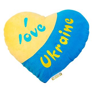 Подушка в машину декоративная "Я люблю Украину" желто-голубая Tigres