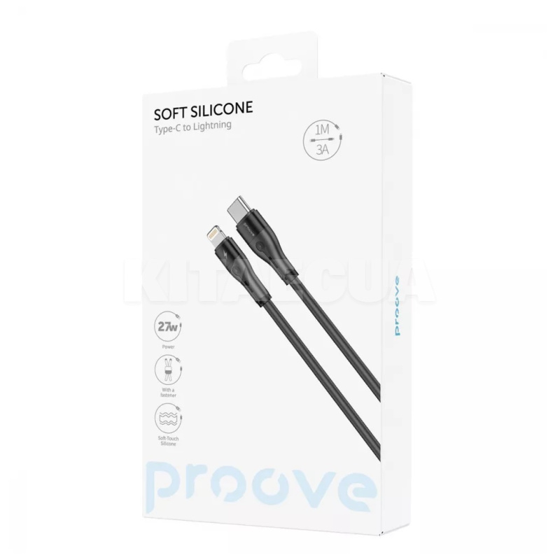 Кабель Type-C Lightning 27W 1м Soft Silicone чорний PROOVE (492060001) - 4