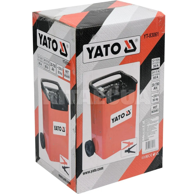 Пуско-зарядний пристрій 12В/24В 340А 700Ач трансформаторне YATO (YT-83061) - 3