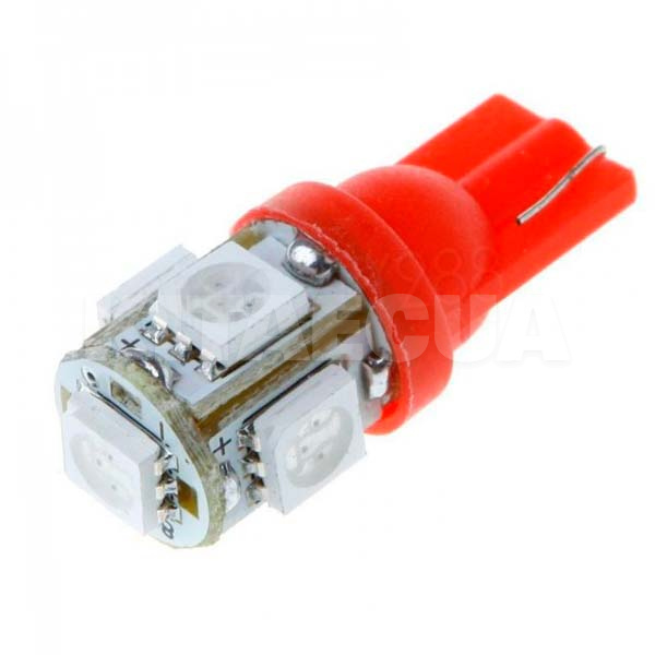 LED лампа для авто W5W T10 SMD (T10-05-5050-RED-SMD)