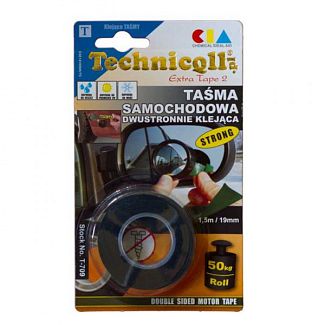 Двусторонняя клейкая лента черная 1.5 м х 19 мм Technicqll