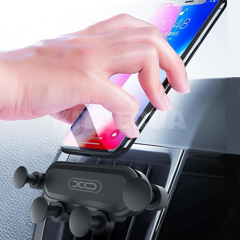 Автомобільний утримувач телефону магнітний на дефлектор XO (XO-C41-BK) - 4