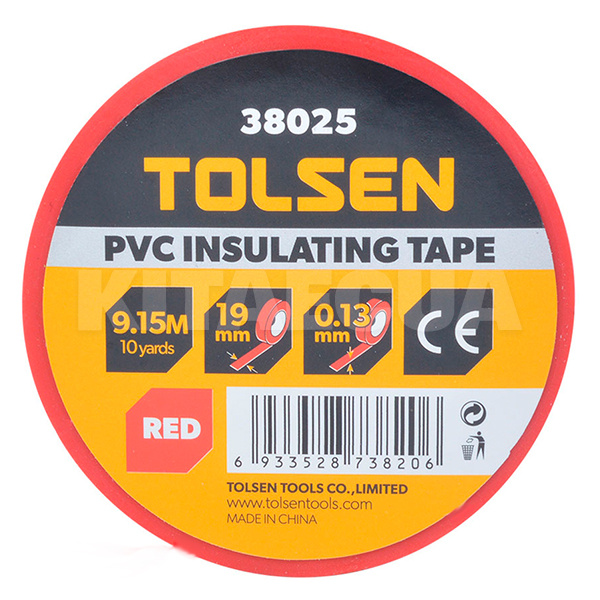 Изолента 9.2м х 19мм красная TOLSEN (38025)