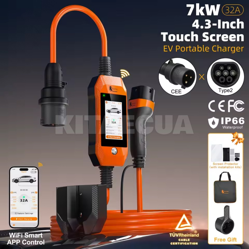 Зарядка для електромобіля Feyree Lion EV-Ultra Orange 7.4 кВт Type 2 32A 1-фаза FEYREE (FY7-32-1PH-TP2-ULO) - 3