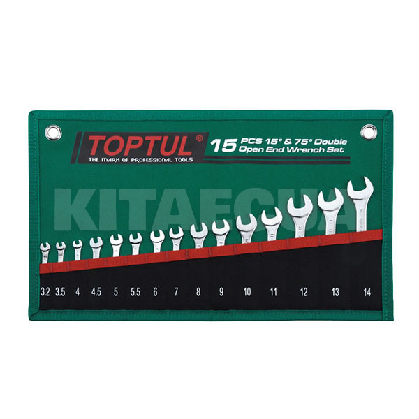 Набор ключей рожковых 15 предметов 3.2-14 мм TOPTUL (GRAJ1501)