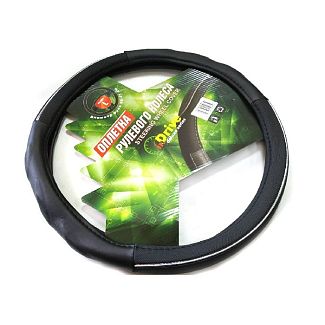Чехол на руль L (39-41 см) черный искуственная кожа inDrive