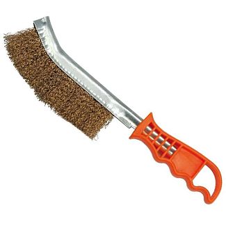 Щітка з металу 1-рядна латунна з пластиковою ручкою VOREL