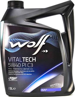 Масло моторное синтетическое 5л 5W-40 Vitaltech PI C3 WOLF