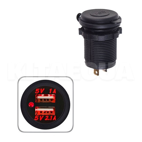 Автомобільний зарядний пристрій 12/24 В 3.1 а врізне червоне підсвічування VITOL (10249-Vitol) - 2