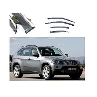 Дефлекторы окон (ветровики) из нержавеющей стали 3D на BMW X5 E70/F15/G05 (2009-2018) 4 шт. FLY