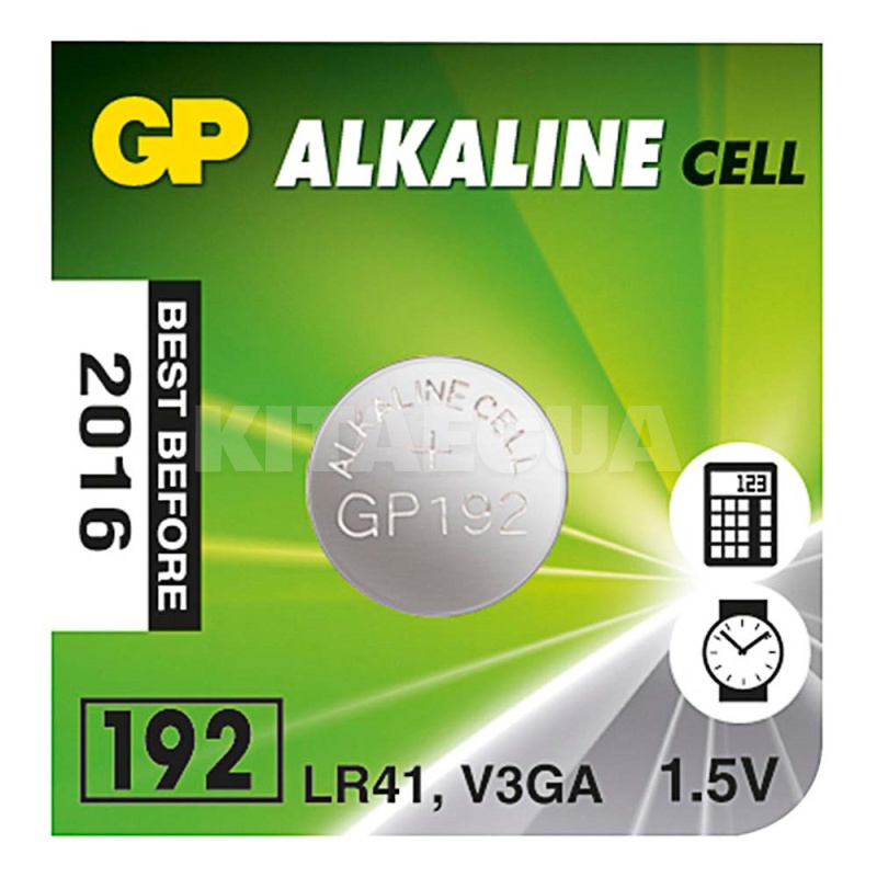 Батарейка дисковая щелочная LR41 1,5 В ALKALINE 1шт. GP (4891199015533)