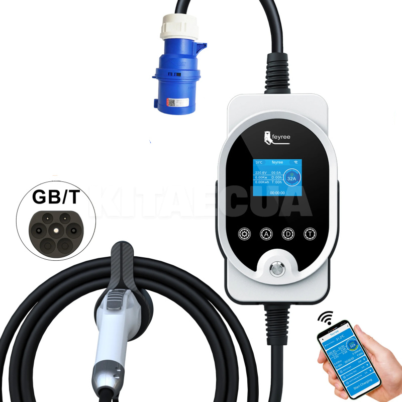 Зарядка для электромобиля GB/T AC 7.4 кВт 32A 1-фаза Wi-Fi Master FEYREE (FY7-32-1PH-GB/T-M8)