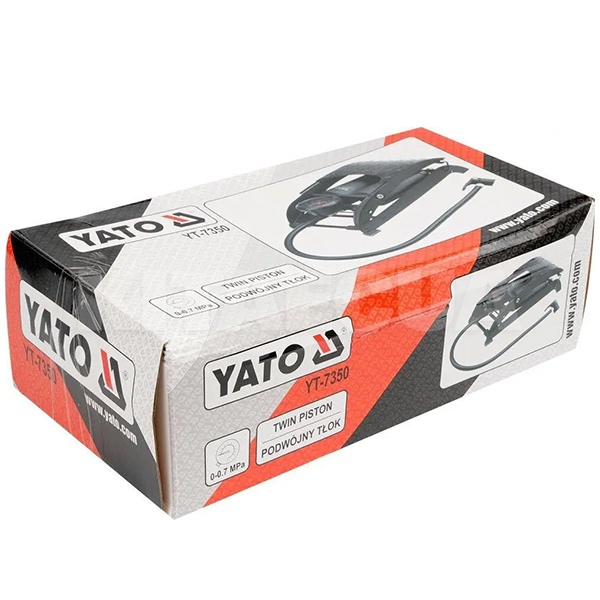 Насос ножной двухпоршневой з манометром YATO (YT-7350) - 2