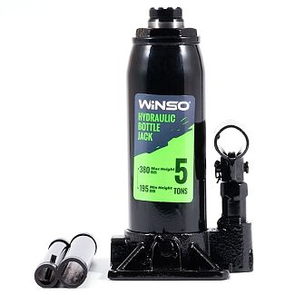Домкрат гидравлический бутылочный до 5т (195мм-380мм) картонная упаковка Winso