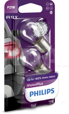 Лампа розжарювання 12V 21W VisionPlus PHILIPS (PS 12498 VP B2) - 2