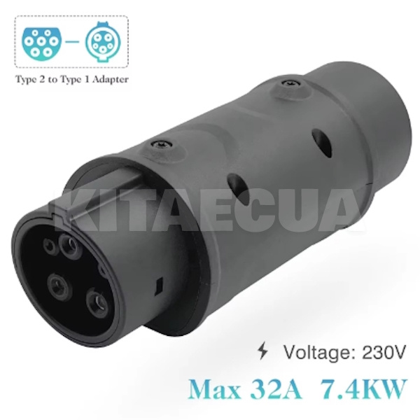 Переходник 7.4 кВт 32А 1-фаза Type 2 (станция) - Type 1 (американское авто) GUWIEYG (P-T2T1) - 6