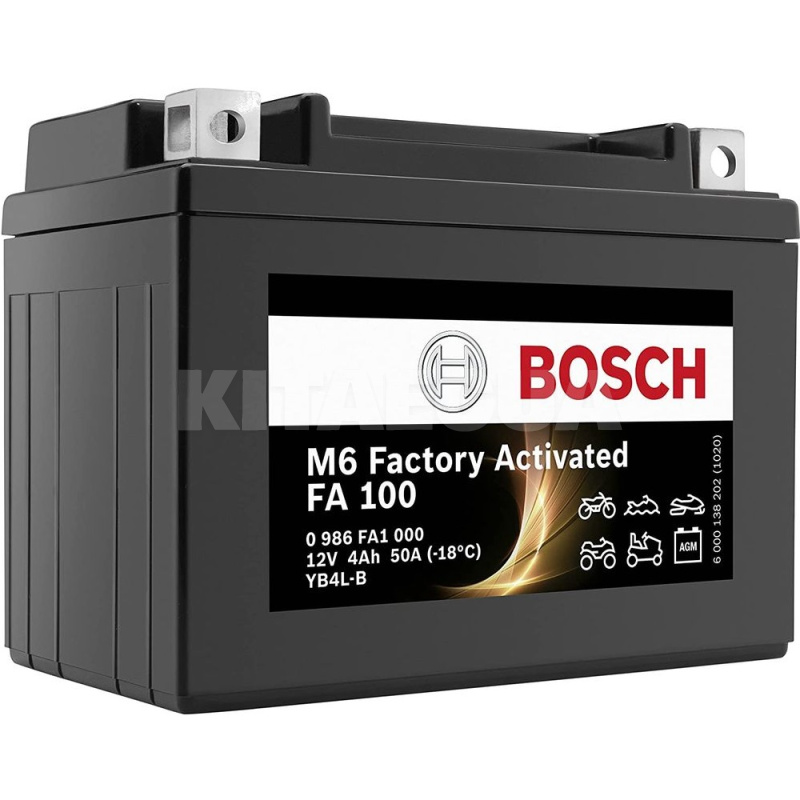 Мото акумулятор FA 100 4Ач 50А "+" праворуч BOSCH (0986FA1000)