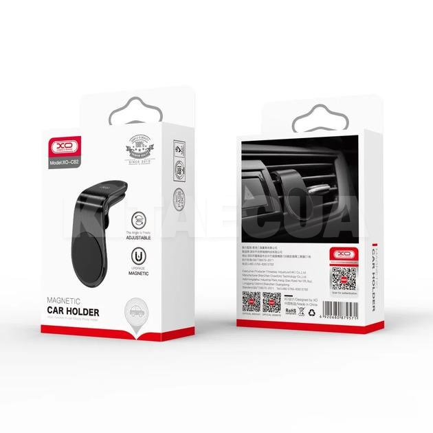 Автомобільний утримувач телефону Flat Magnetic Black магнітний на дефлектор XO (XO-C82BK) - 7