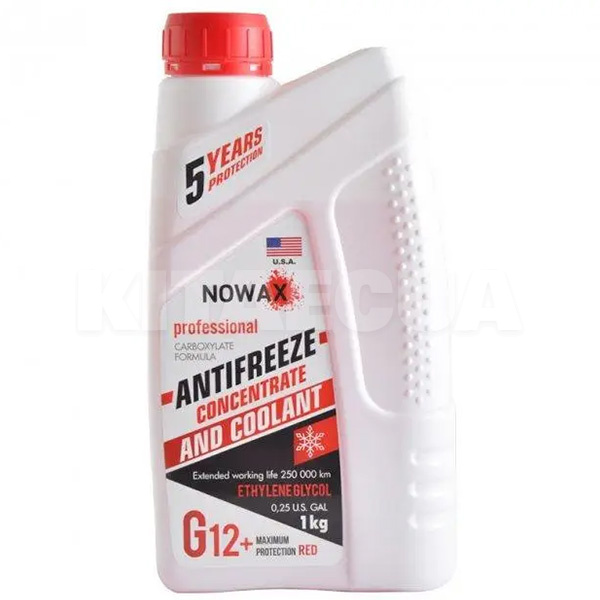 Антифриз-концентрат красный 1кг G12+ -42°C NOWAX (NX01009)