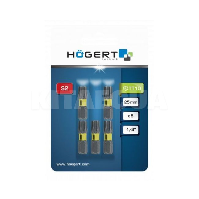 Біта ударна Тorx 10 1/4" 25 мм 5 шт HOGERT (HT1S135) - 2