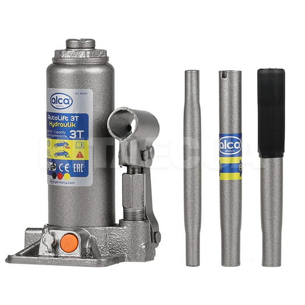 Домкрат гідравлічний пляшковий до 3т (195мм-380мм) телескопічний 431 100 AL ALCA (104842) - 2
