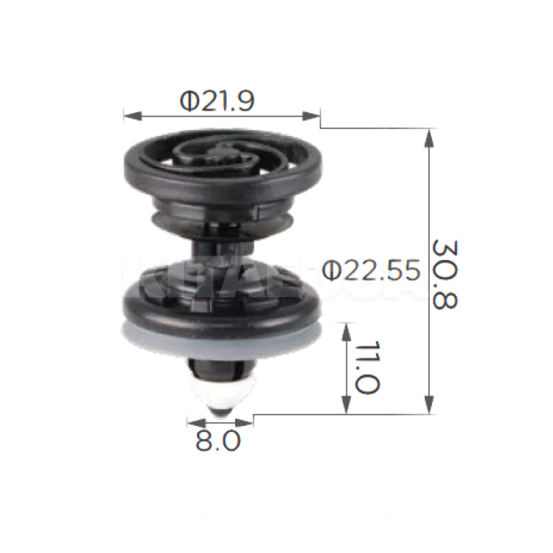 Клипса карты двери и молдинга на VW / Audi / Volvo / Seat (компл 10 шт) Clipss (1249) - 3