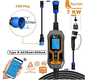 Зарядка для электромобиля Type 2 7.4 кВт 32А1-фаза WI-FI Lion King Replaceabl FEYREE