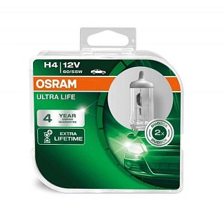 Галогенная лампа H4 60/55W 12V UltraLife комплект Osram