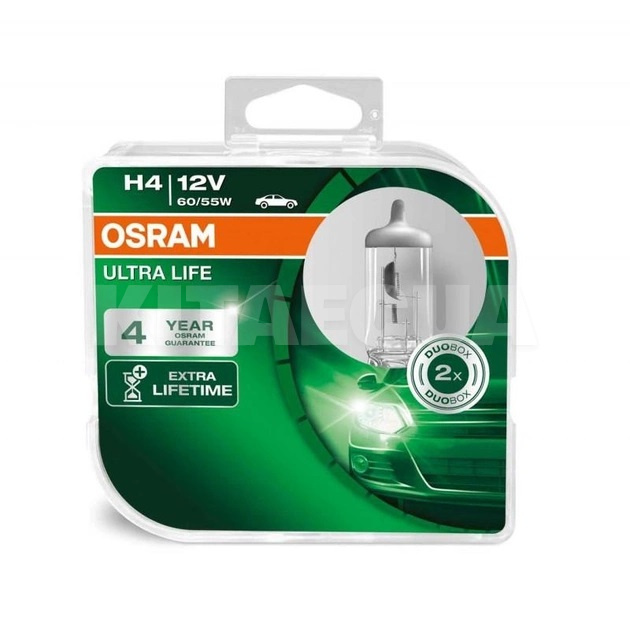Галогенная лампа H4 60/55W 12V UltraLife комплект Osram (64193ULT-HCB-DUO)
