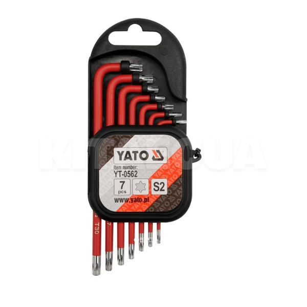 Набор Г-образных удлиненных ключей с отверстием TORX 7 предметов Т9-Т30 YATO (YT-0562)