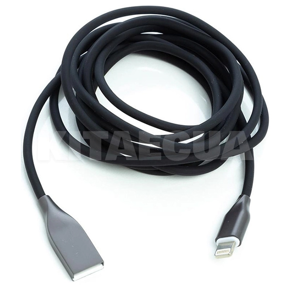 Кабель USB Lightning 2.4A 2м чорний PowerPlant (CA911806) - 2