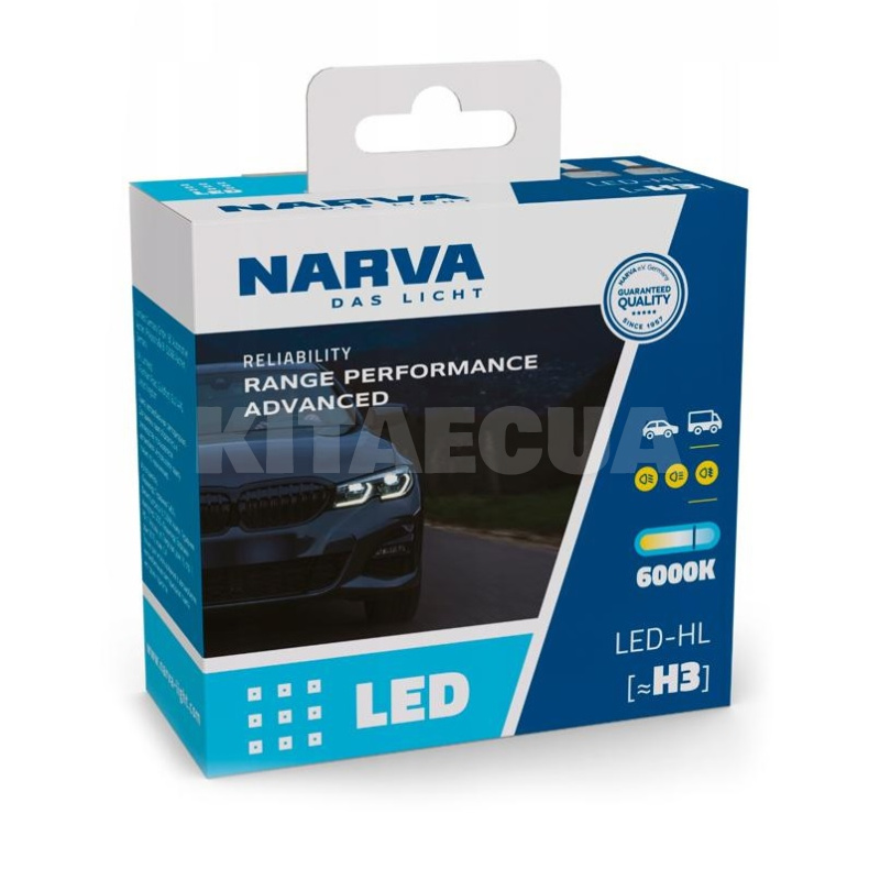 LED лампа для авто H3 19W 6000K Range Power Advanced +100% NARVA (181828100)