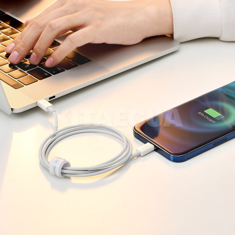 Кабель USB Lightning Dynamic Series Fast Charging 2.4А 480mbps 2м білий BASEUS (CALD000502) - 4